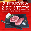 Two (2) Ribeye Steaks & Two (2) KC Strip Steaks - Wet-Aged, USDA Upper Choice/Best Beef Silver