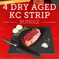 Four (4) 14 oz Boneless Center Cut KC Strip Steak Dry-Aged – USDA Upper Choice / Best Beef Silver