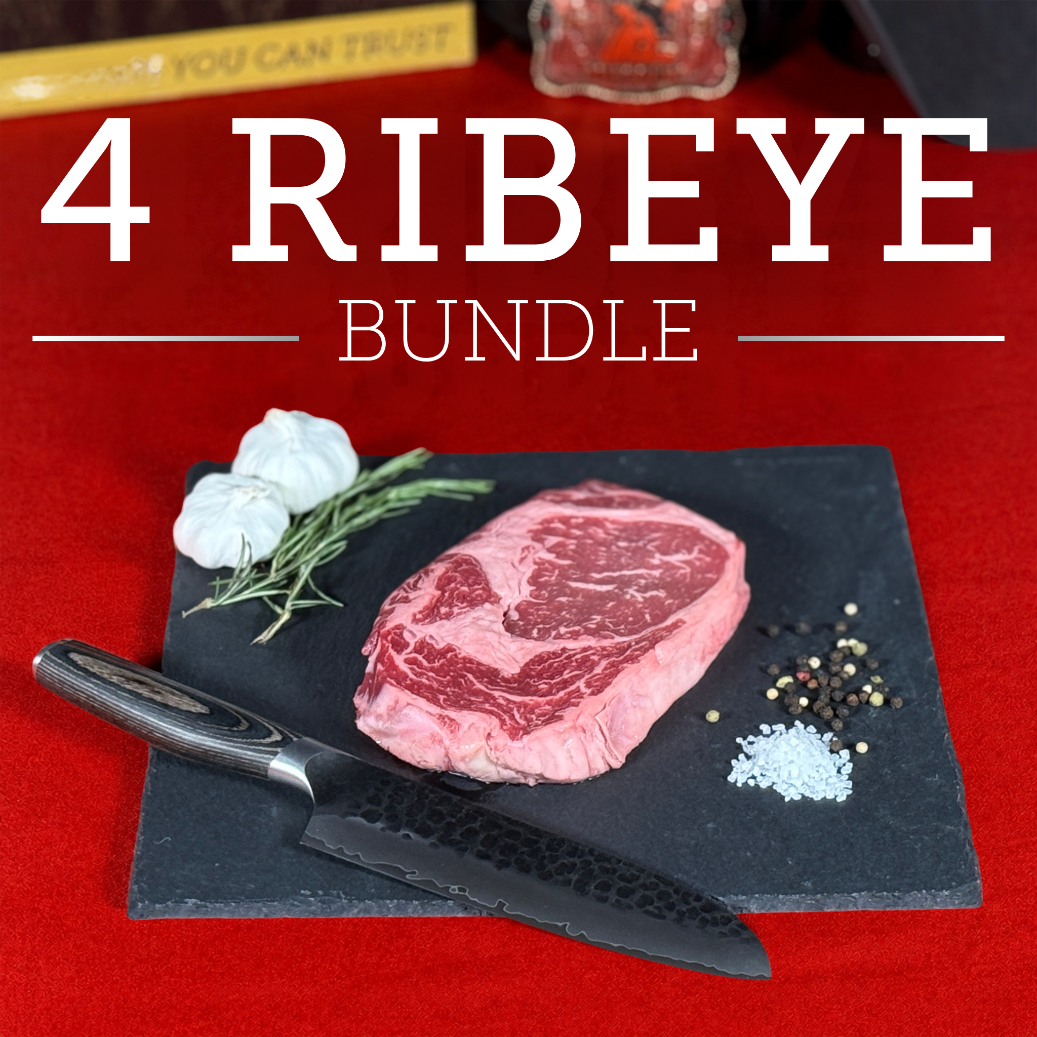 Four (4) 16oz Ribeye Bundle - Wet-Aged, USDA Upper Choice/Best Beef Silver