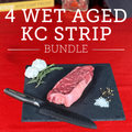 Four (4) 14 oz Boneless Center Cut KC Strip Steak Wet-Aged – USDA Upper Choice/Best Beef Silver